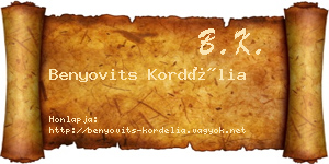 Benyovits Kordélia névjegykártya